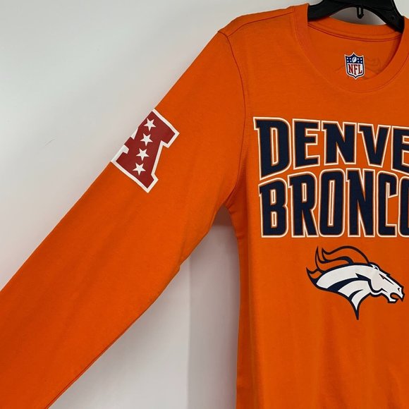 NFL Denver Broncos Shirt Orange Long Sleeve Pullover Top NWT - Picture 4 of 10